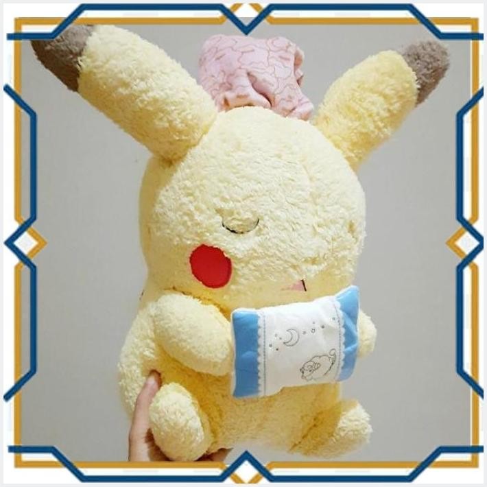 [BON] BONEKA PIKACHU TIDUR BULU LEMBUT SIZE BESAR 45 CM/ BONEKA POKEMON