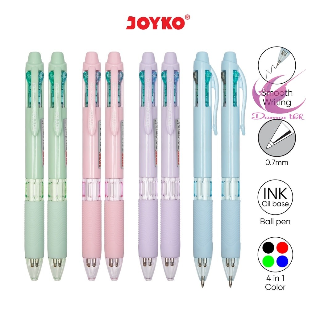 

1pcs Ball Pen Pulpen Pena Joyko BP-348 Quaco 4 0.7 mm 4 Warna Colors