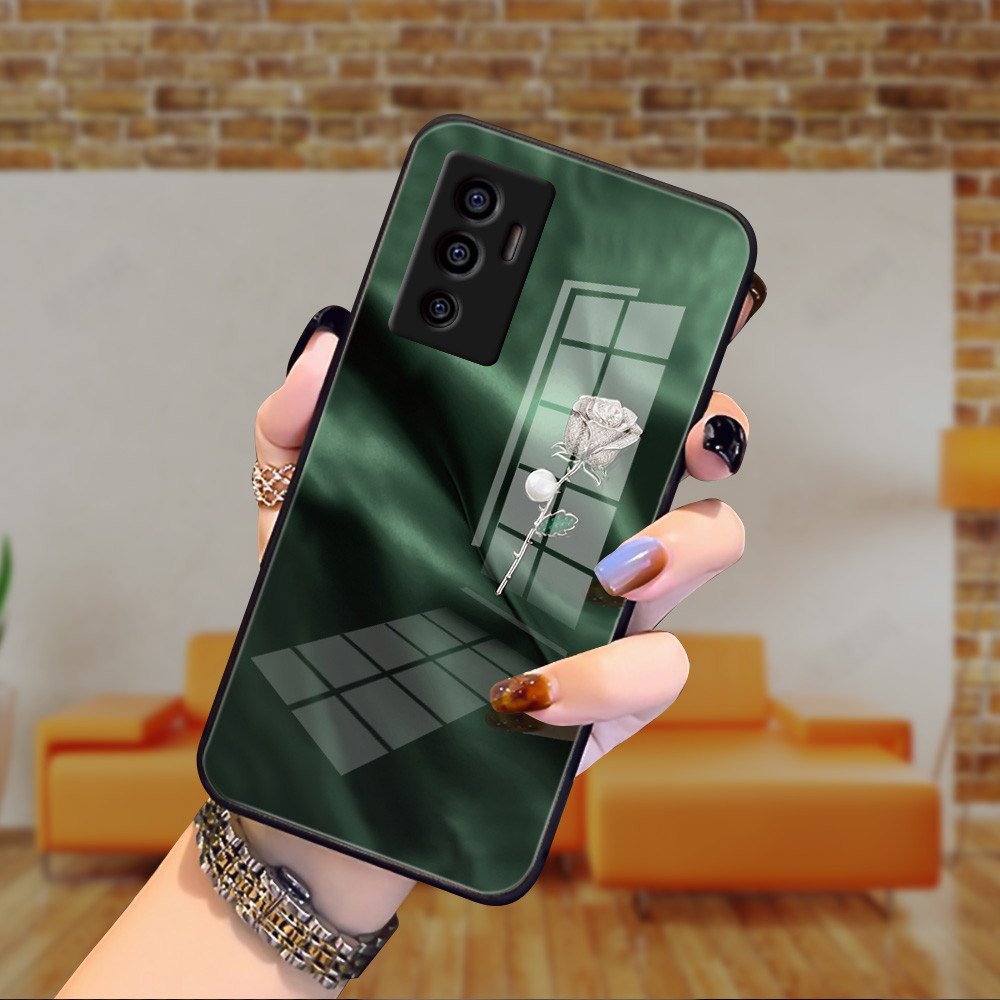 Mawar Logam Kaca glass Case cesing kesing untuk Vivo V30 pro V29 V29E V27 pro V27E V25 V25E V23 V23E