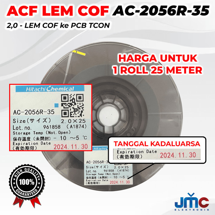 

1Roll 25Meter Lem Acf Ac-7206U Ac-2056R Perekat Cof Tcon 1.5Mm / 2.0Mm Otr
