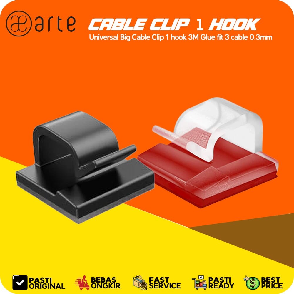 Arte Klip Besar Big Cable Clip 1 hook Lem 3M Glue fit 3 cable 0.3mm (minimum beli 10pcs) Perapih Pen