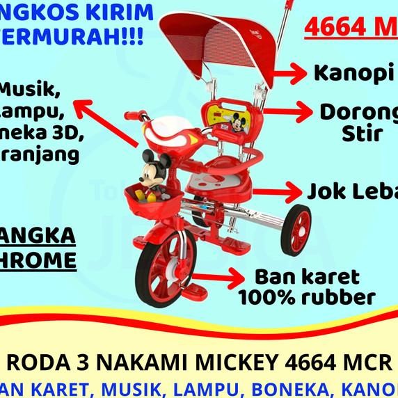 Sepeda Anak Roda 3 (Tiga) Tricycle Naka Ey Mouse Tsum Lengkap