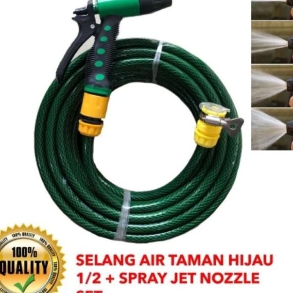 Selang Air Taman Hijauh +Semprotan Jet Nozzle+Konektor