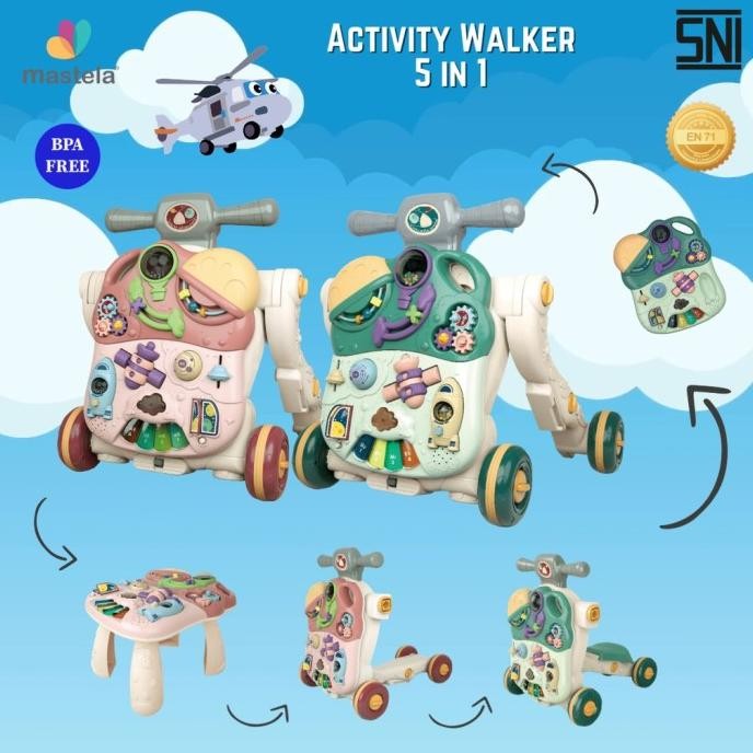 PROMO Mastela Baby Walker 5 in 1 Activity Push Walker 9851