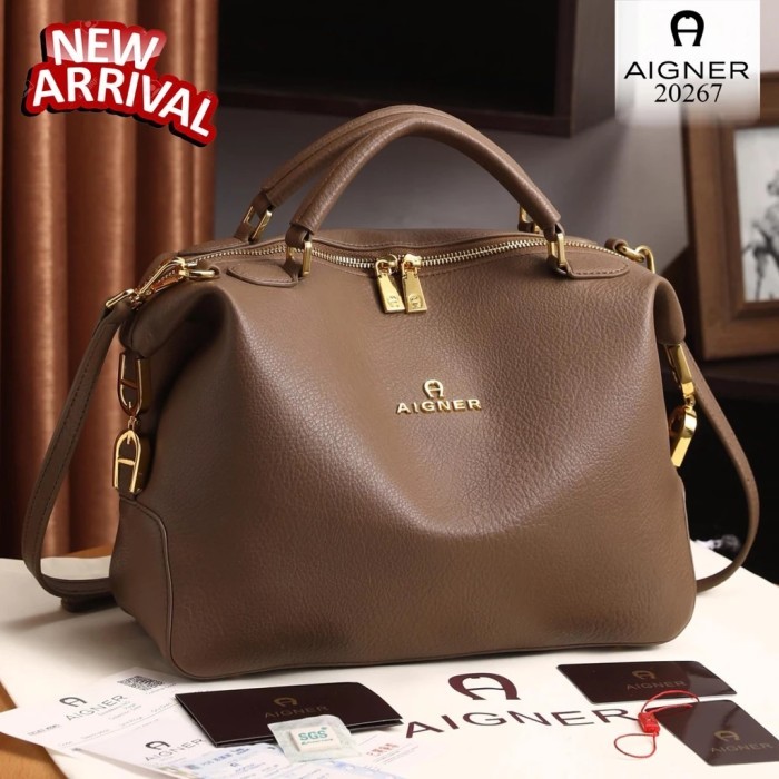 STOK TERBATAS Tas aigner leather top handle satchel bag