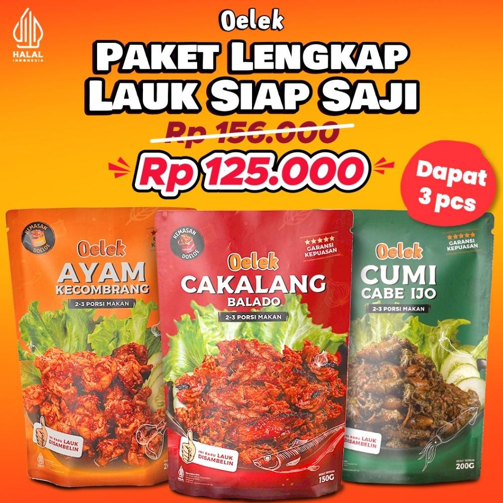 

Oelek Paket Lauk Siap Saji / Cumi Cabe Ijo / Ayam Kecombrang / Cakalang Balado / Lauk Siap Saji