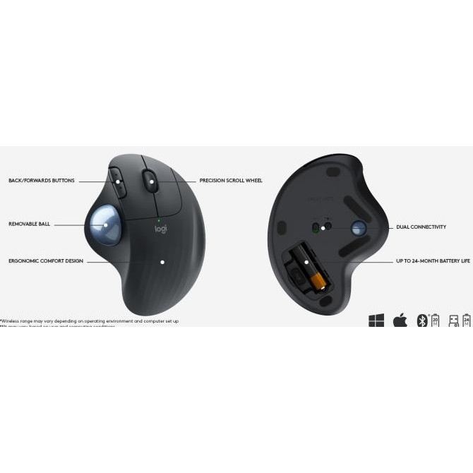 Logitech M570 2.4G Wireless Gaming Mouse Optical Trackball Ergonomic