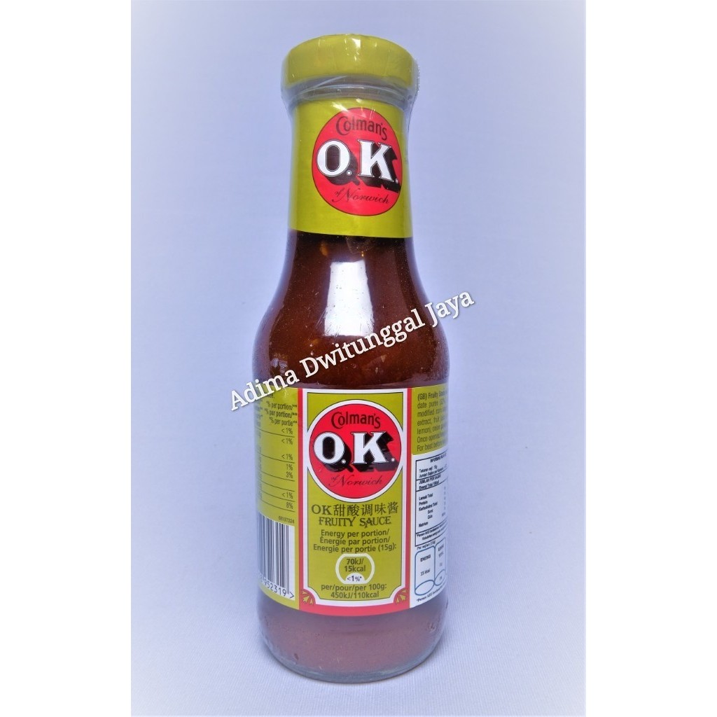 

Sale Colman'S Ok Fruity Sauce 335Gr