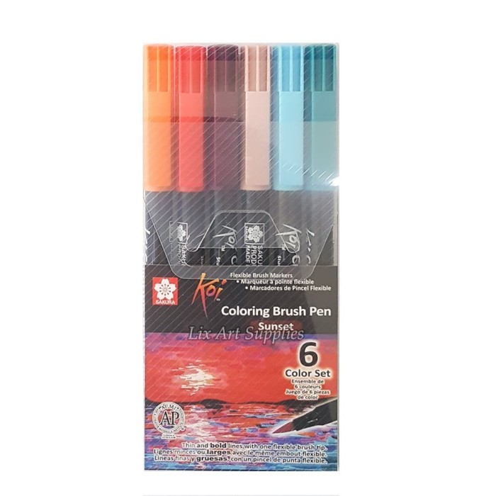 

Ba Sakura Koi Coloring Brush Pen Set 6 - Sunset Color