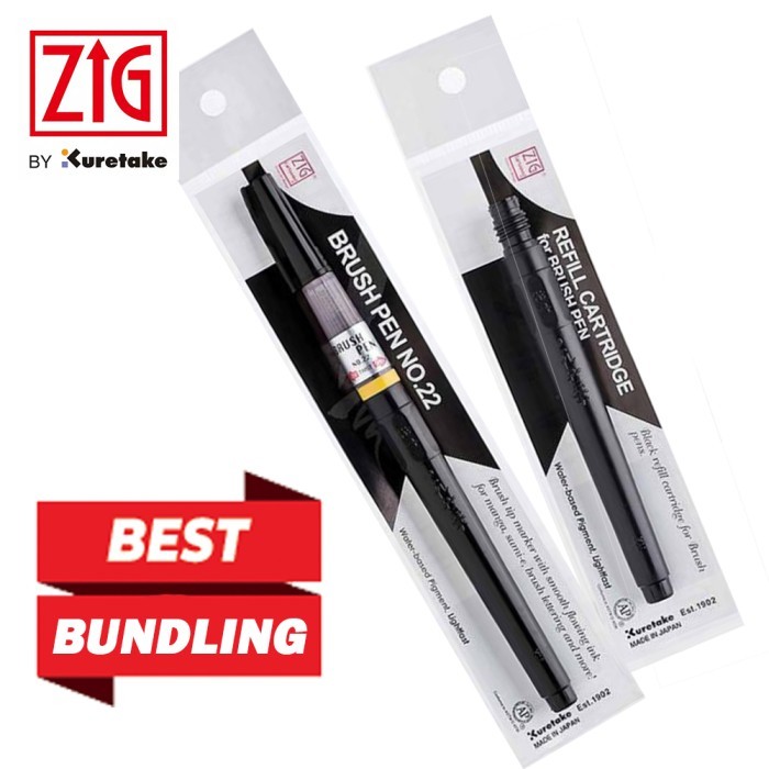 

Ba (Bundle) Zig Cartoonist Brush Pen No. 22 & Zig Spare Cartridge For Bru