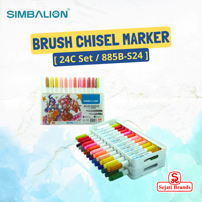 

Ba Simbalion Brush Marker Set 24 Colors Coloring Brush Pen