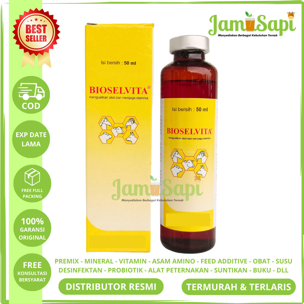 BIOSELVITA 50ml - Injeksi ATP Penguat Otot dan Stamina Hewan Ternak Sapi kambing Domba Babi Ayam