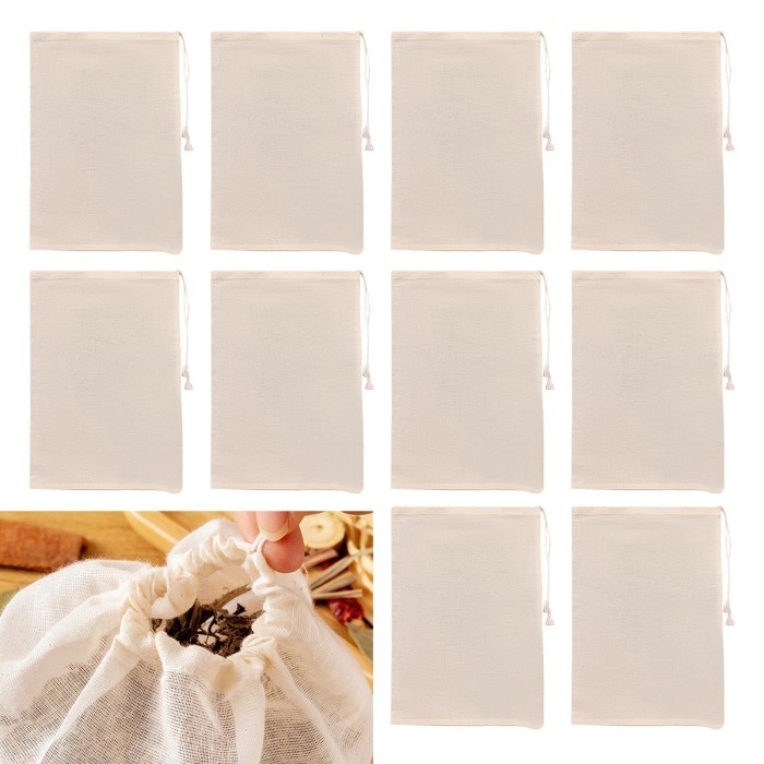 

10pcs Mesh Cloth Drawstring Filter Bag Blend Fruit Juice Cheesecloth