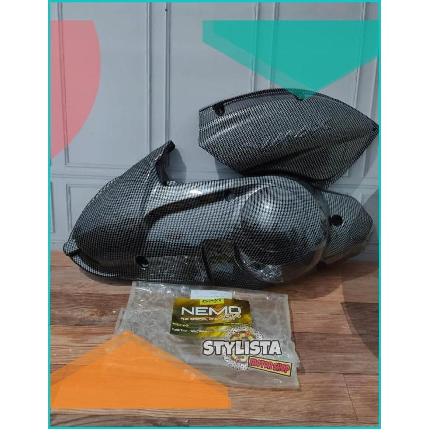 PAKET COVER TUTUP CVT HAWA NMAX 2015 2016 2017 2018 2019 CARBON NEMO