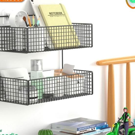 Rak Dinding Gantung Buku Make Up Alat Tulis Kamar Organizer 2 Layers
