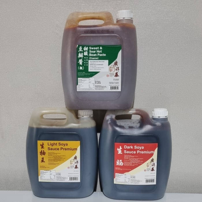 

Dijual!!! Sweet&Sour Hot Bean Paste 5L Dark/Light Soya Sauce Premium 5L Kct