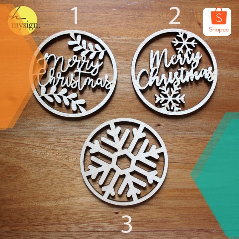 

Murah Christmas Tag Kayu Round / Label Hiasan Hampers Natal / Tag Hamper Elegan