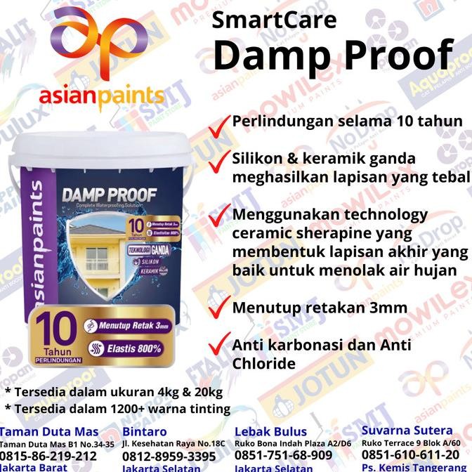 Cat Anti Bocor Waterproofing ASIAN PAINT DAMP PROOF White 4kg New