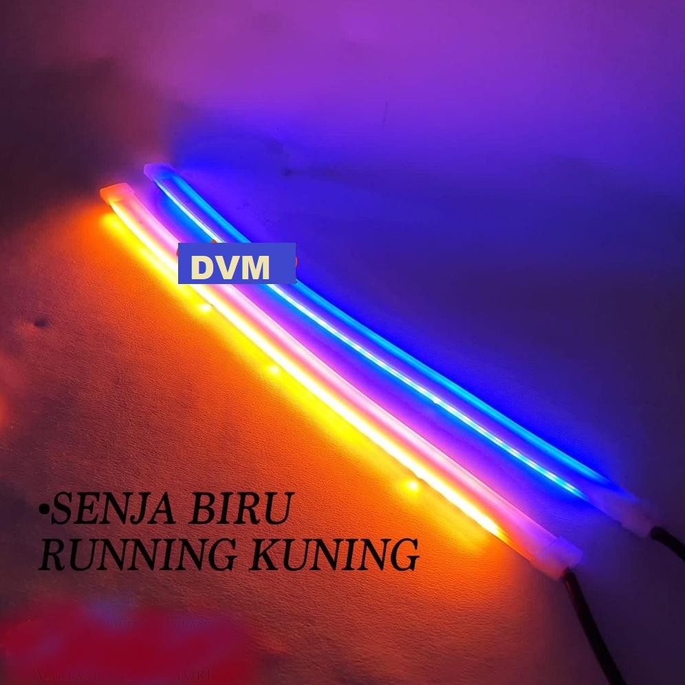 Super Murah Lampu Drl Alis 30Cm Slim Flexible 2 Warna Led Sen Running Kuning Senja Biru Waterproof U