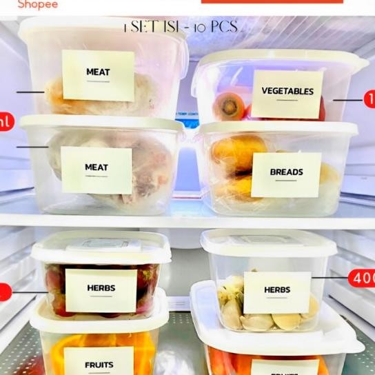 Calista Oita Putih Set Isi 10Pcs Toples Kulkas Set Toples Food Kontainer. Container Kulkas Set Tempa
