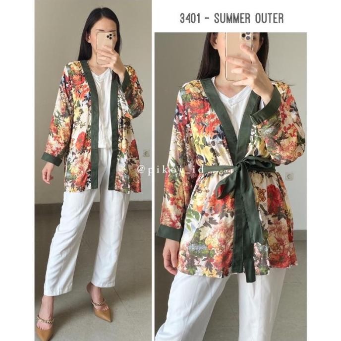 Long cardi summer / Cardigan panjang pantai kimono outer wanita bunga tpd