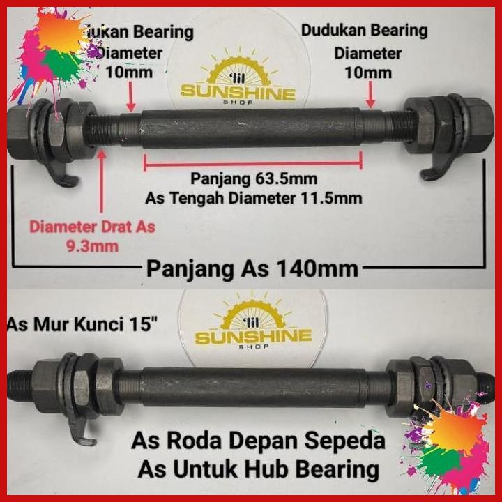 (LIL) AS AXLE RODA DEPAN HUB BEARING MUR 15 SEPEDA BMX MTB MADE IN TAIWAN
