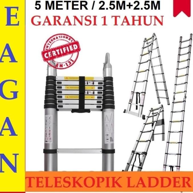 TANGGA TELESKOPIK 5 Meter MULTIPURPOSE. Tangga Lipat. TANGGA DOUBLE