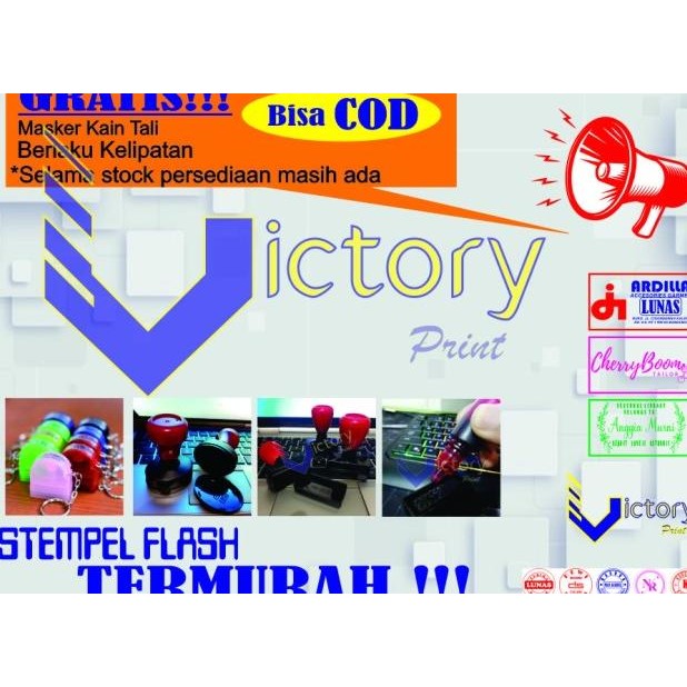 

Stempel Flash Persegi Ukuran 4X4Cm Nama Tandatangan, S, Stample