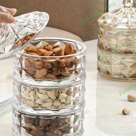 Ramadan Ramadhan Set Toples Kaca 3 Susun Untuk Kue Lebaran