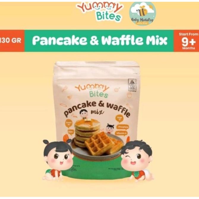 

YUMMY BITES PANCAKE AND WAFFLE MIX ( 130gr ) 9M+ / tepung pancake instan siap jadi / Tepung waffle praktis siap saji / bahan makanan pancake bayi anak anak MPASI /