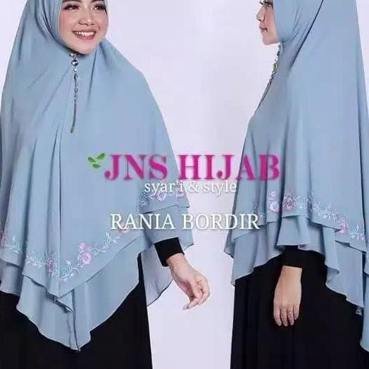 Hijab -Khimar Ceruti Jumbo Jilbab Syari Narnia Bordir Keliling