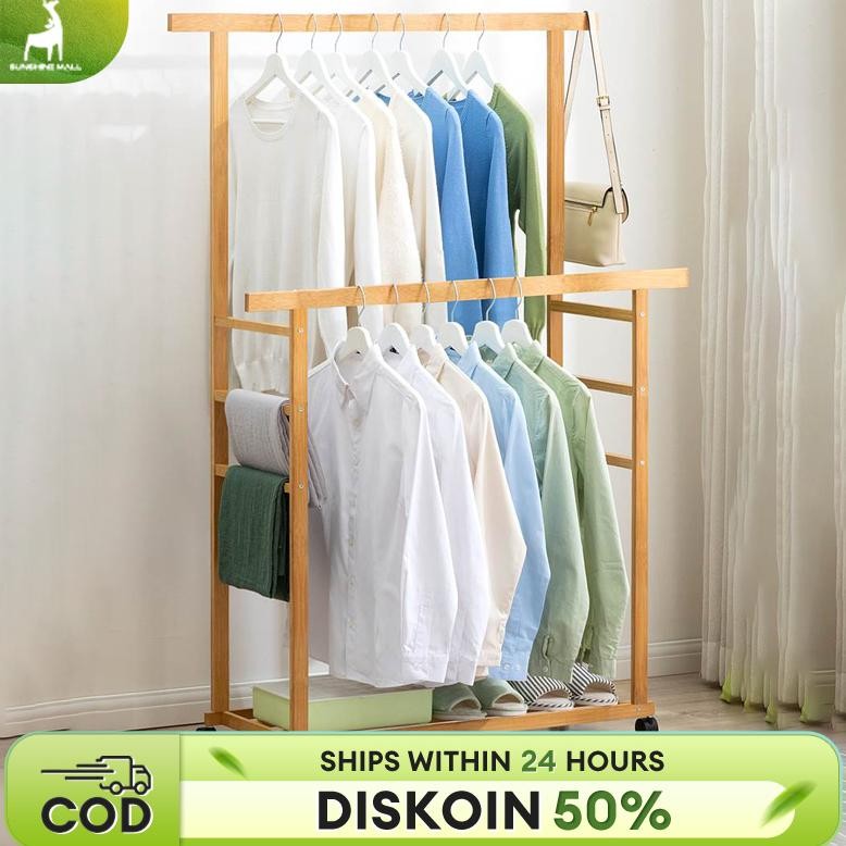 Rak Gantung Baju Kayu Stand Hanger Serbaguna Rak Gantungan Baju Celanan Stand Hanger Aesthetic