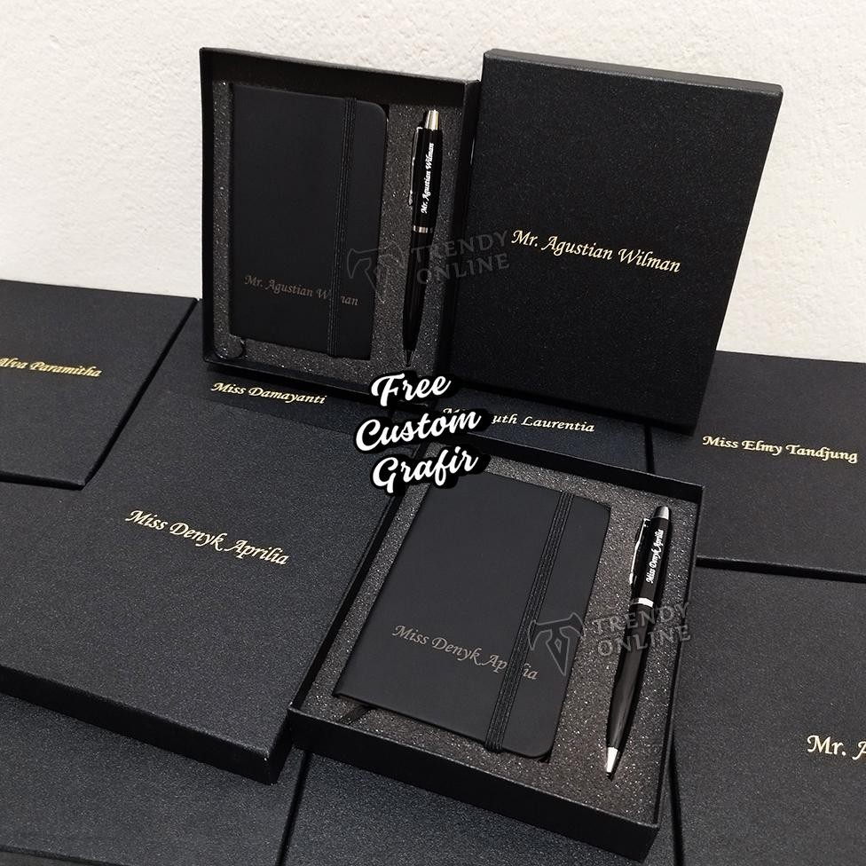 

see-97 Gift set Souvenir Notebook Ballpoint, Promosi, Hadiah, Pulpen Giftset Exclusif Pulpen, Notebook, Gratis Custom Nama Grafir Premium