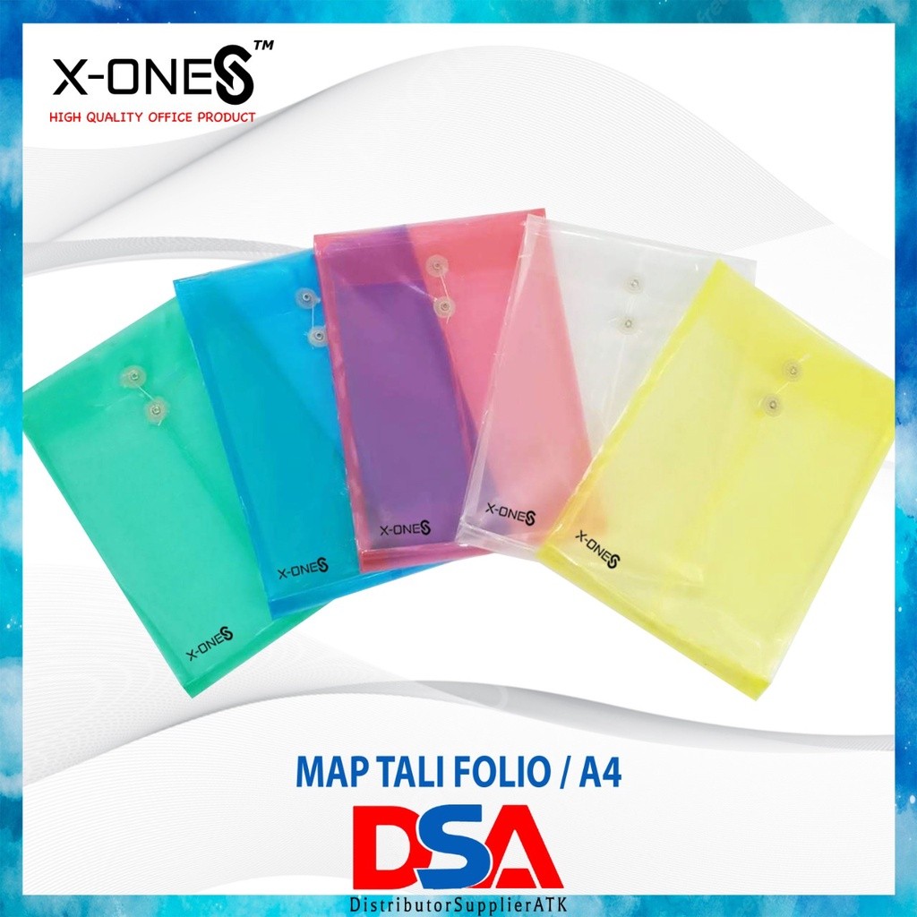 

DSA - MAP PLASTIK TALI FOLIO / F4 MAP PLASTIK GROSIR MURAH X-ONE