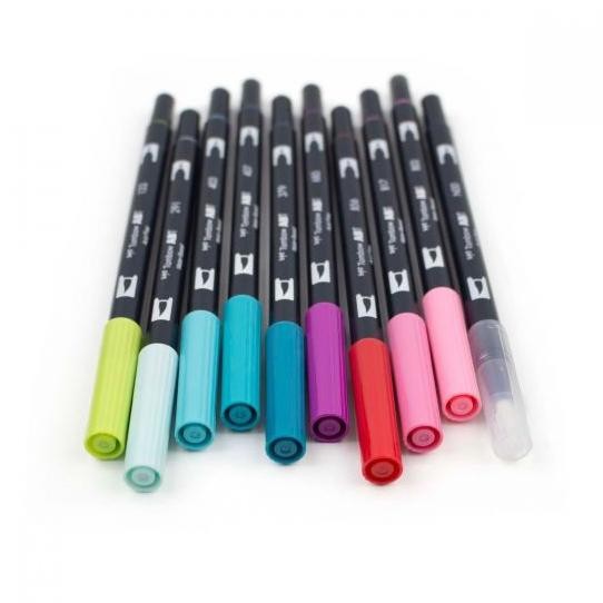 

jy-6 Tombow ABT Dual Brush Pen Set 10 Colors With Blender Marker Spidol Murah