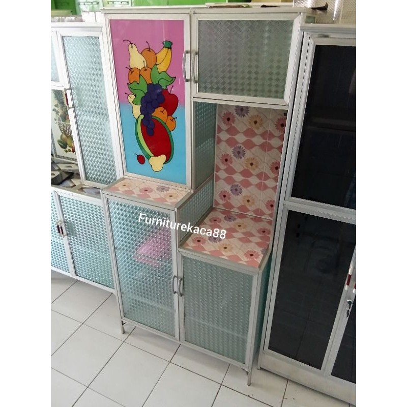 Rak Piring Aluminium 2 pintu Gendong Bahan Tebal