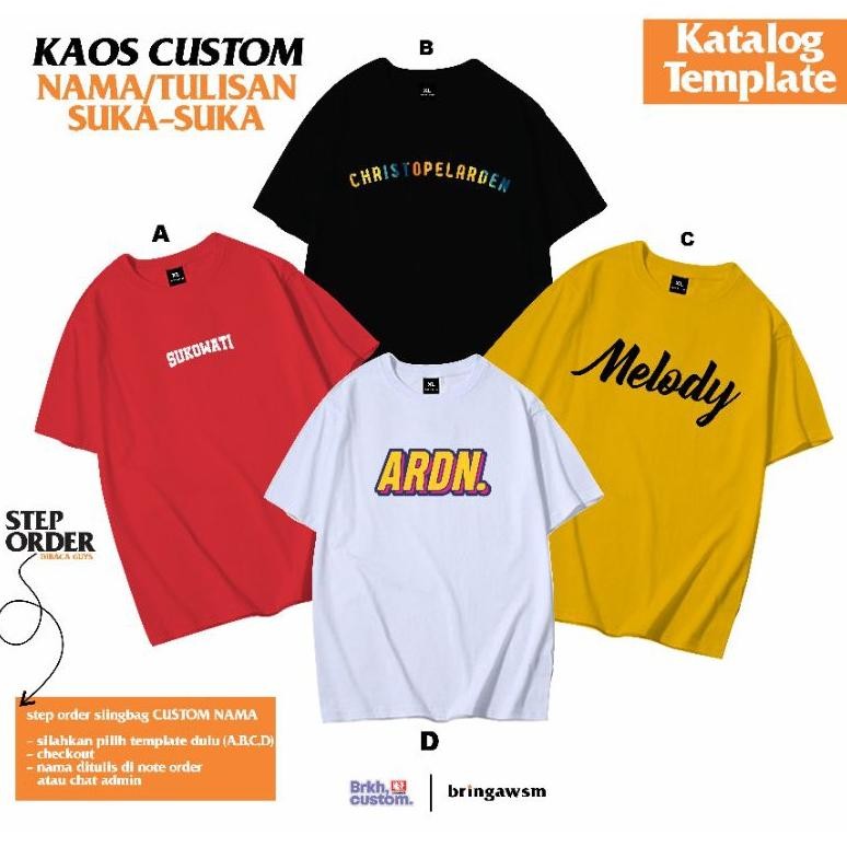 Terlaris Kaos Sablon Custom Satuan Tulisan
