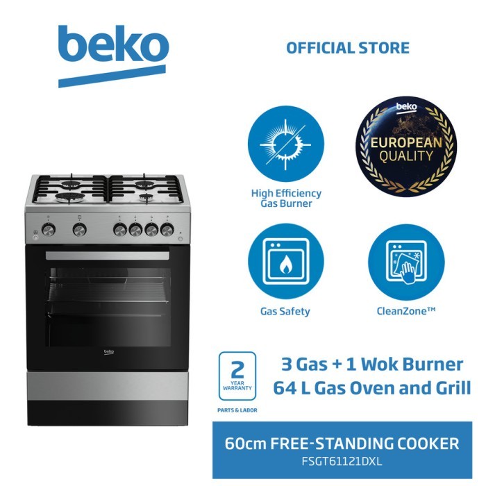 READY BEKO Kompor Oven Freestanding Gas Cooker FSGT 61121 DXL - Go Car