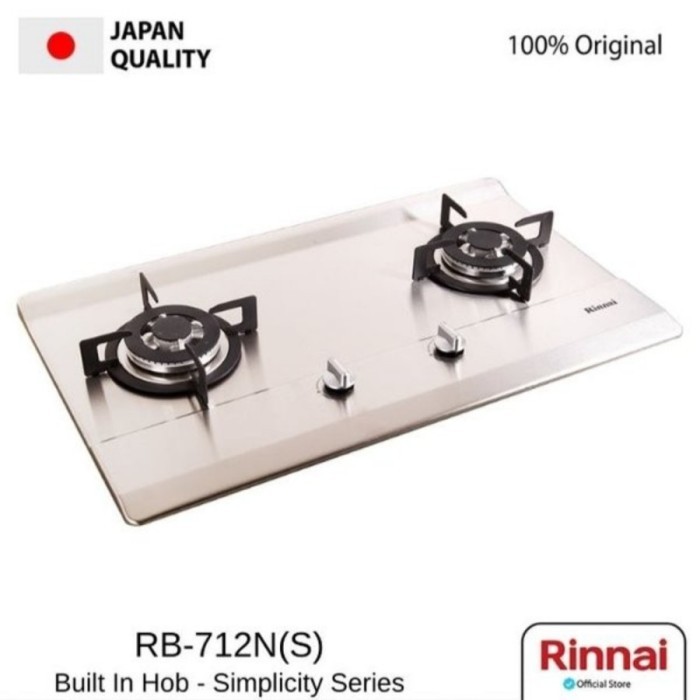 READY Rinnai Kompor Gas Tanam Rinai 2 Tungku Stainless RB 712 NS RB712 NS