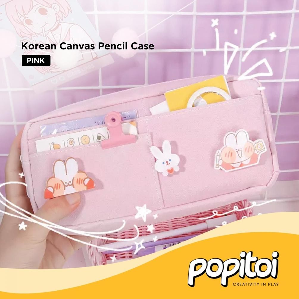 

gfd-6 Korean Canvas Large Capacity Pencil Case Kotak Pensil Kanvas Besar Warna Warni Sale