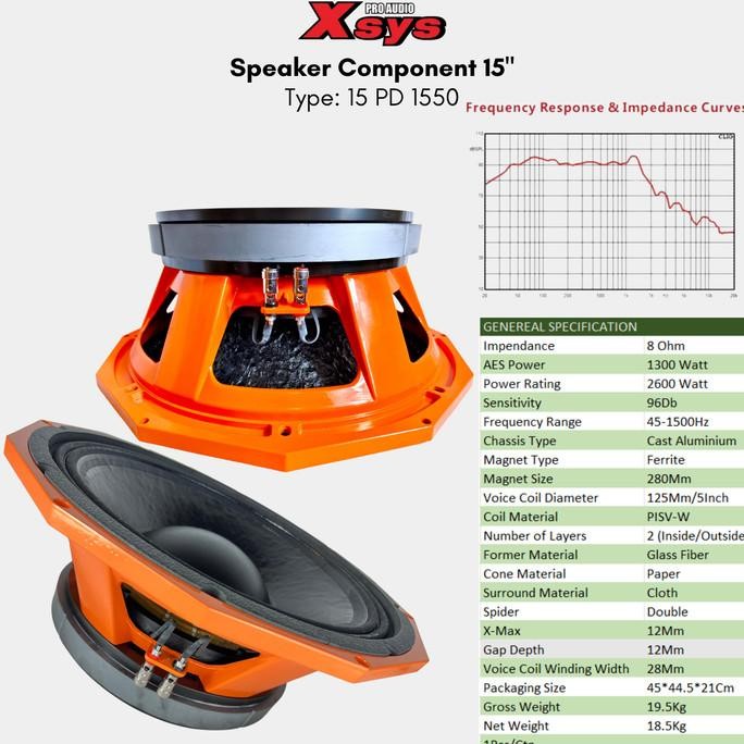 Speaker Komponen 15Inch Xsys Pd 1550