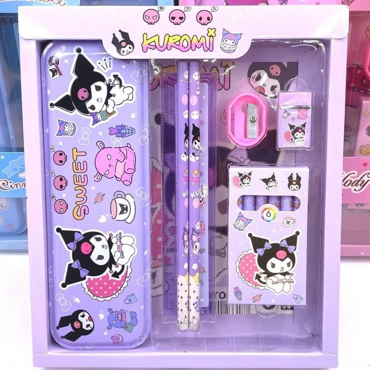 

sr-32 Kotak Pensil Anak Set 7 in 1 Stationery Untuk Hadiah /Anak Sekolah Sanrio Stationery /Alat Tulis Set Kotak Pensil Karakter Kuromi Murah Lucu Termurah