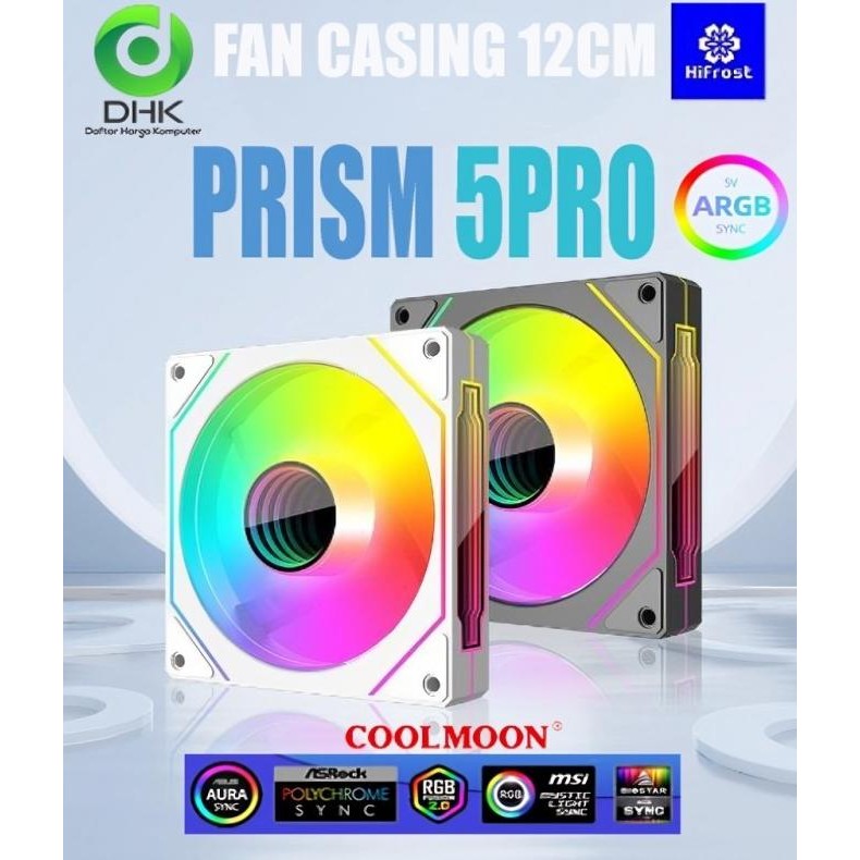 TERBARU - COOLMOON FAN CASING HIFROST PRISM 5PRO ARGB PWM 12CM 8 FAN + CONTROLLER