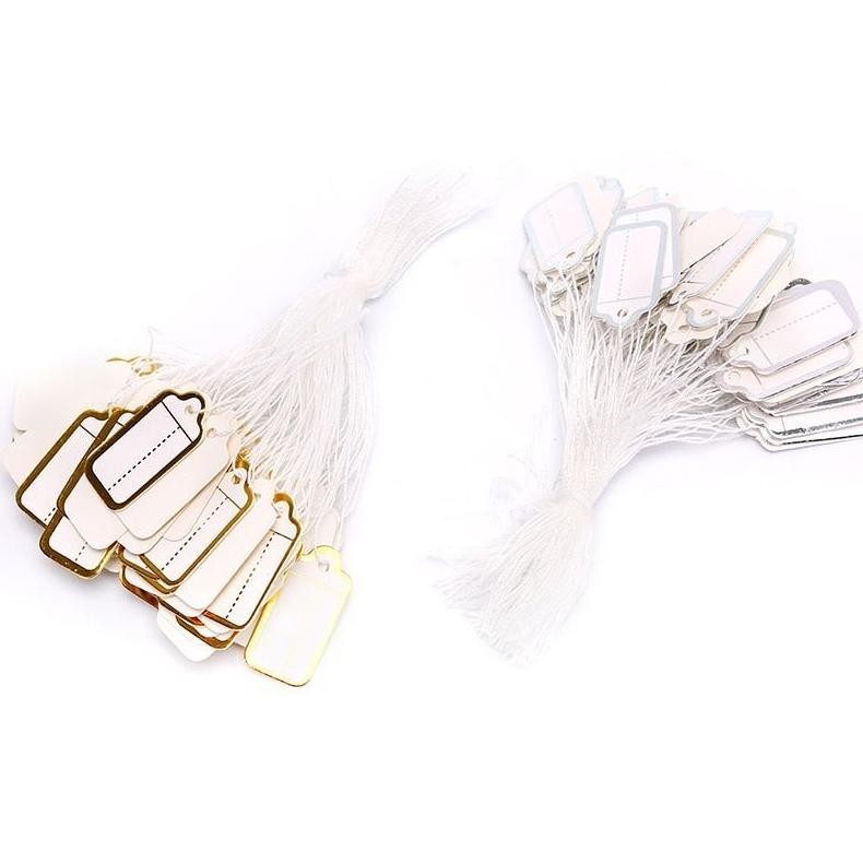 

Premium Isi 500 Price Tag With Hanging String Label Harga Perhiasan Putih List Gold/Silver High Quality