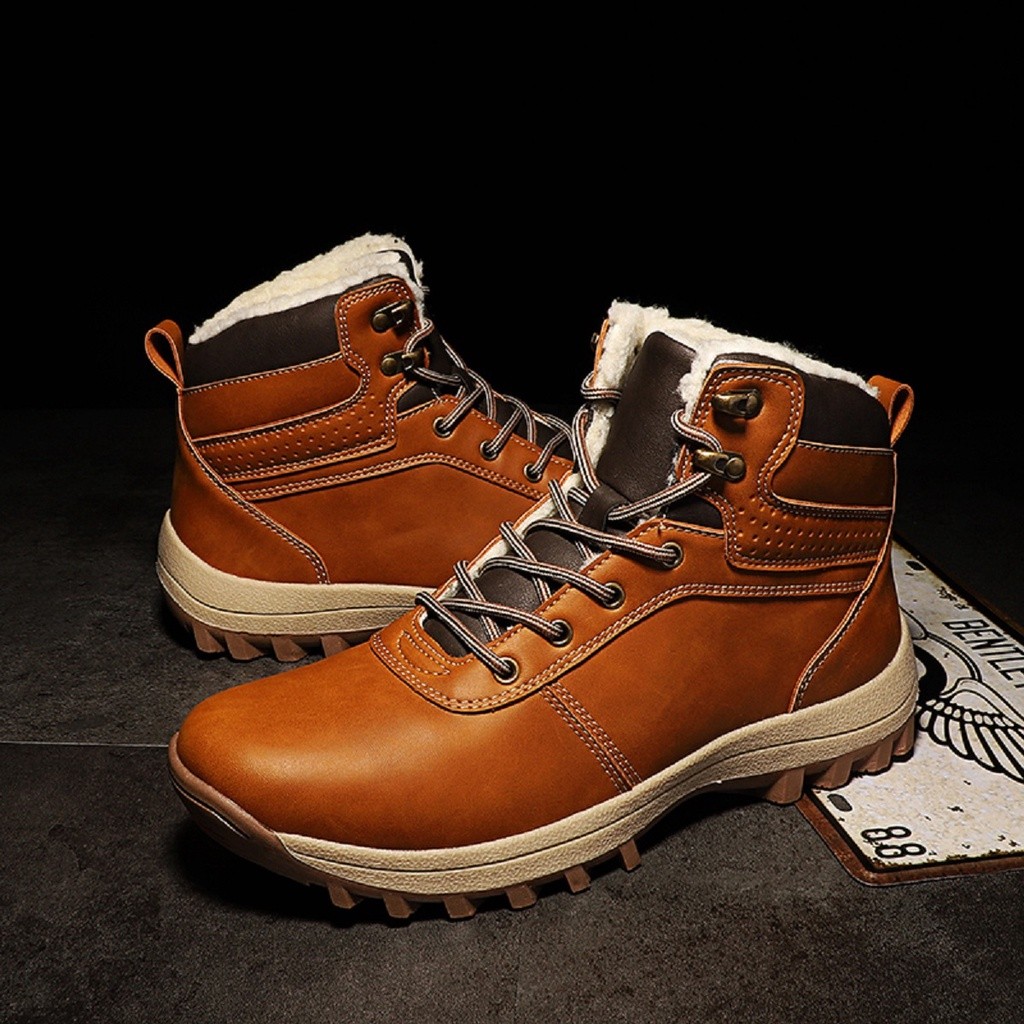 Import Touring Mendaki Non Slip Sepatu Pria Musim Dingin Winter Snow Boots Tinggi Hiking Gunung Bulu