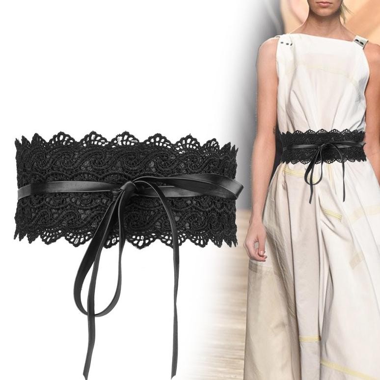 Premium Ikat Renda Pinggang Wanita Sabuk Lebar Belt Fashion - Hitam High Quality