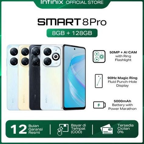 Promo Infinix Smart 8 Pro 8/128Gb- Up To 16Gb Extended Ram - 6.6" 90Hz Puch Hole Display - Helio G36
