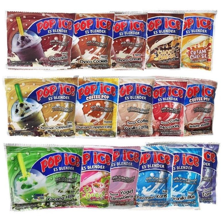 

MINUMAN Sachet Buah POP ICE 25 GRAM TERLENGKAP SACHET ES BLENDER ECERAN ALL VARIAN ANEKA RASA