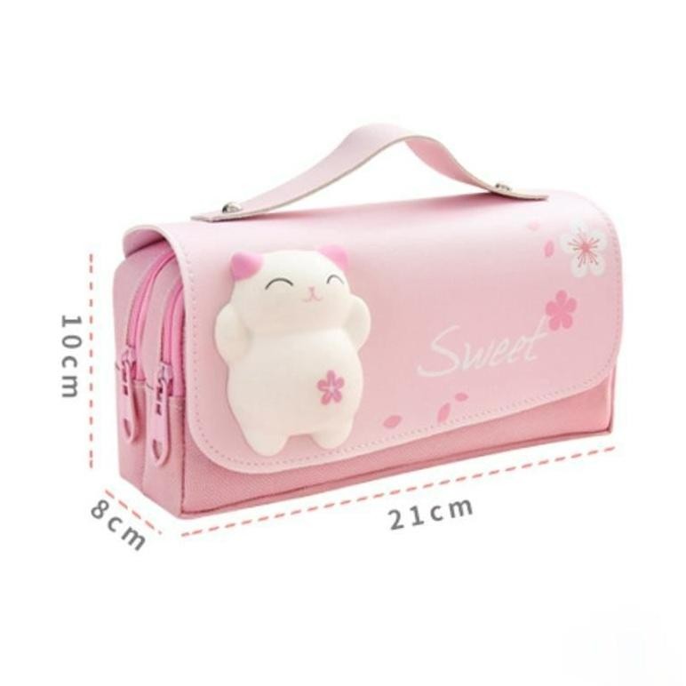 

SPECIAL Kartun tas pensil dekompresi/kapasitas besar siswa sekolah dasar tas pensil multifungsi dekompresi/super cute girl heart 3D net red pencil bag GA24