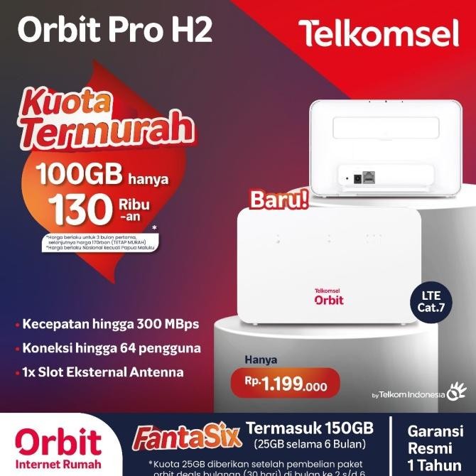 BEBAS ONGKIR - MODEM ORBIT PRO H2 include kuota 150GB Telkomsel